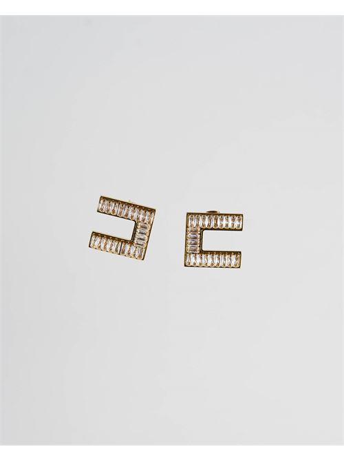 Logo earrings with baguette rhinestones Elisabetta Franchi ELISABETTA FRANCHI | Earrings | OR32A41E2193